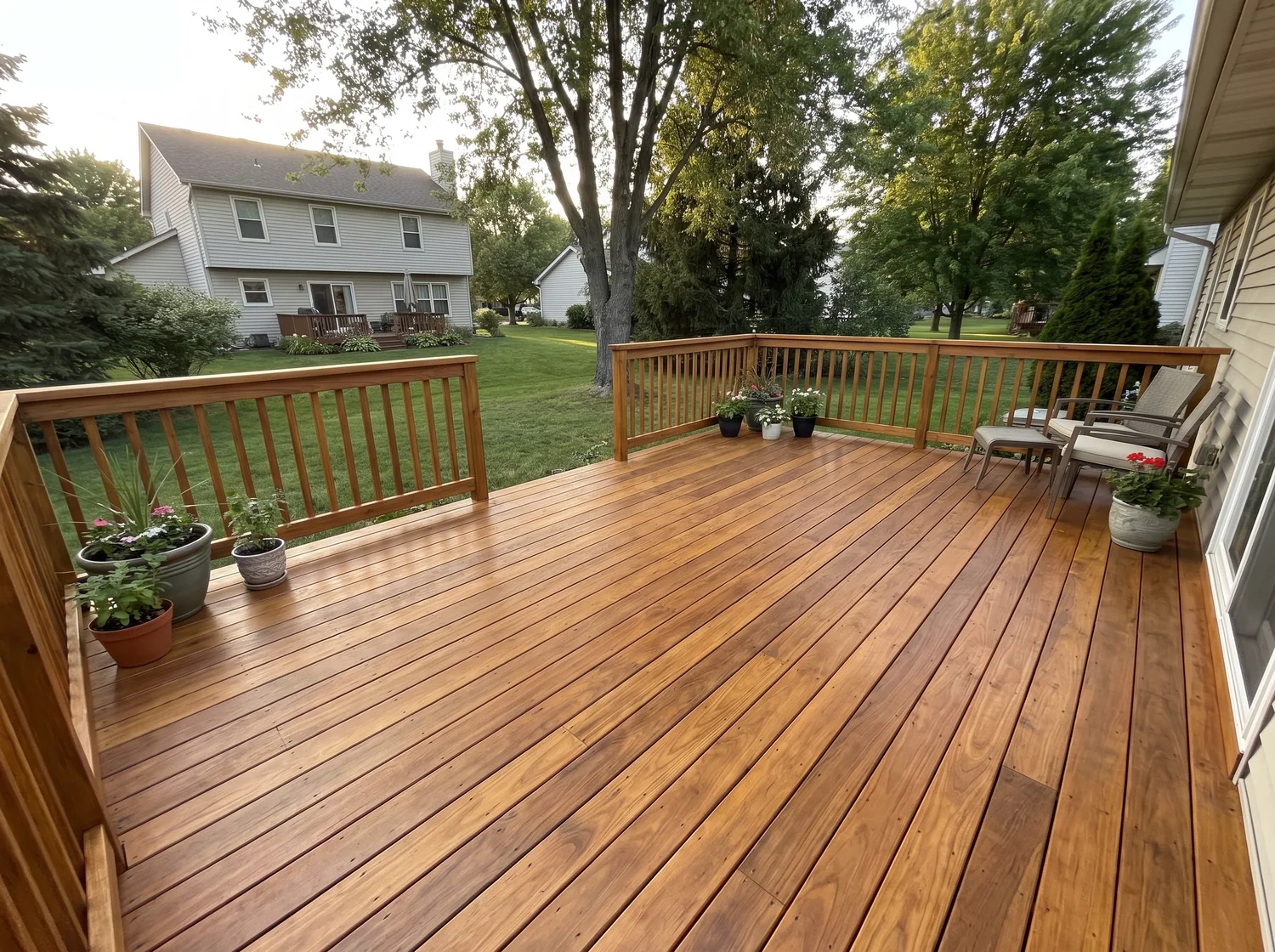 The same deck restored with a rich warm finish